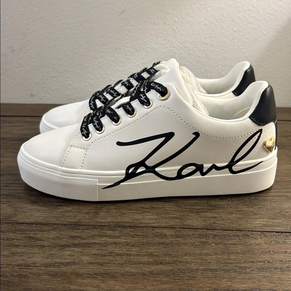 NEW [Karl Lagerfeld] Candace Signature Logo Sneakers Black/White Women’s 6 & 6.5 - Picture 6 of 12